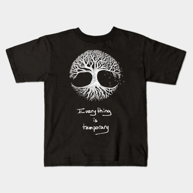 Hand drawn Tree of life with Quote - reverse color Kids T-Shirt by jitkaegressy